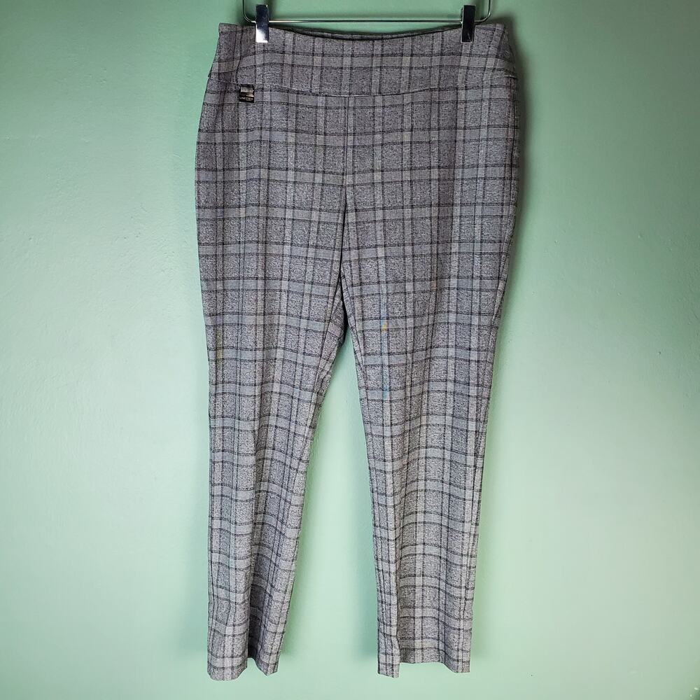 Lisette L Montreal Womens Gray Pull On Plaid Pants Size 10